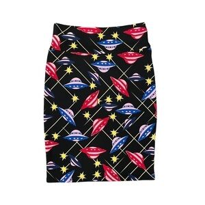 NWT LulaRoe Cassie Skirt Space Ships Size Small